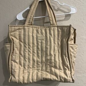 MAEDN Cream Quilted Tote Bag
